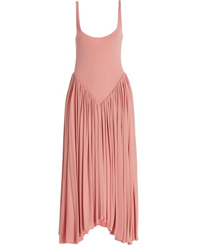 Khaite Lynn Pleated Midi Dress - Pink