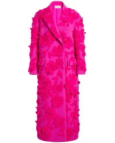 Valentino Garavani Embroidered Wool-cashmere Coat - Pink