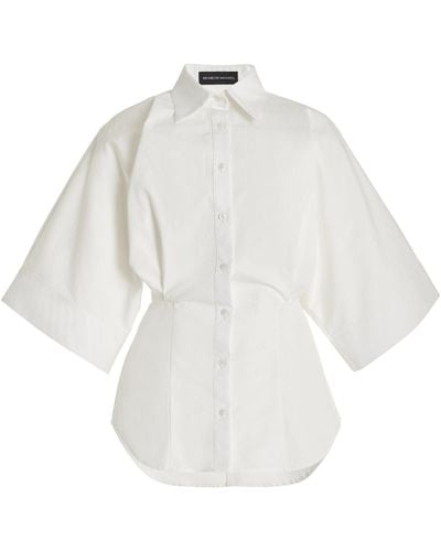 Brandon Maxwell The Elsa Wide-sleeve Cotton Poplin Shirt - White