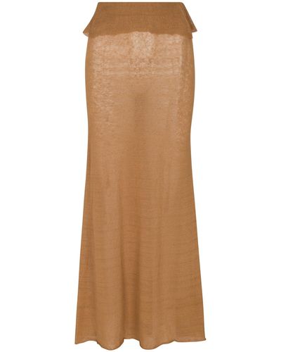AYA MUSE Lyca Linen-blend Knit Maxi Skirt - Brown