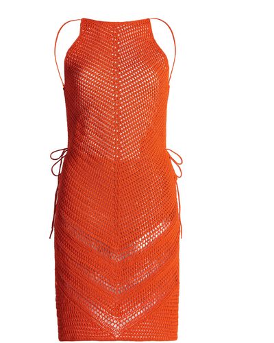 Bottega Veneta Crocheted Open-back Mini Dress - Orange