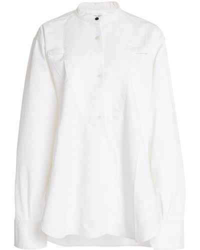 Victoria Beckham Bib-front Cotton Tuxedo Shirt - White