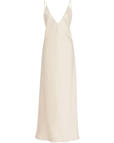 Leset Barb Open-back Satin Midi Slip Dress - White