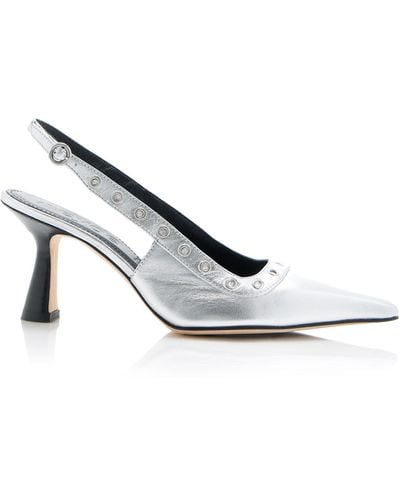Aeyde Isotta Metallic Leather Slingback Court Shoes
