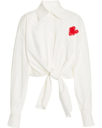 Rosie Assoulin Ties Up Embellished Cotton Shirt - White
