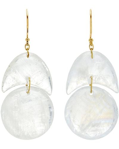 Ten Thousand Things Tiny Arps 18k Yellow Gold Moonstone Earrings - White