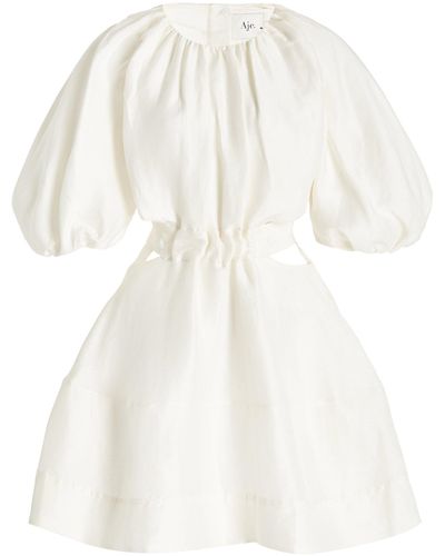 Aje. Psychedelia Cutout Linen-silk Mini Dress - White