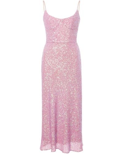 Markarian Exclusive Heart Of Glass Sequin Silk Midi Dress - Pink
