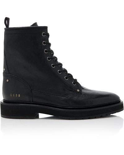 Golden Goose Combat Leather Boots - Black