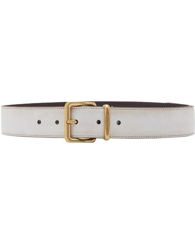 Miu Miu Leather Belt - White