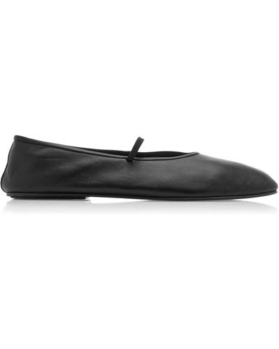 The Row Leather Ballet Flats - Black
