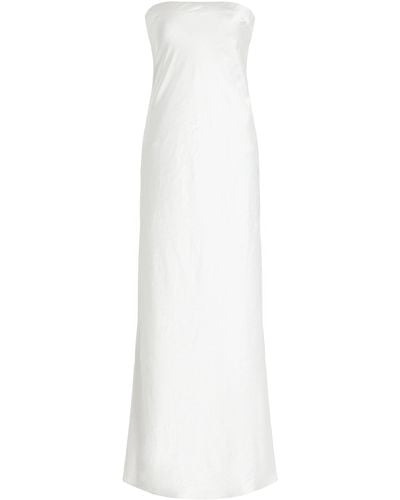 Third Form Satin Tie-back Strapless Maxi Dress - White