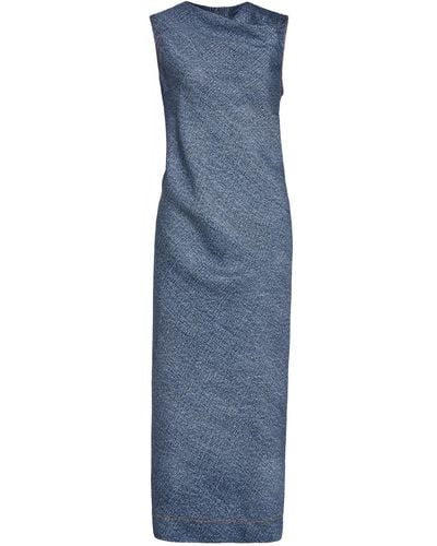 Bottega Veneta Denim-print Midi Dress - Blue