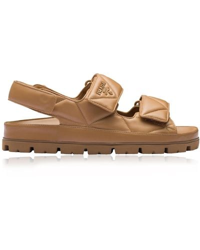 Prada Quilted Leather Sandals - Brown