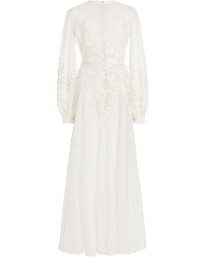 Elie Saab Macrame Midi Dress - White