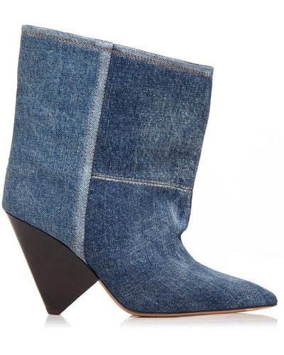 Isabel Marant Miyako Denim Ankle Boots - Blue