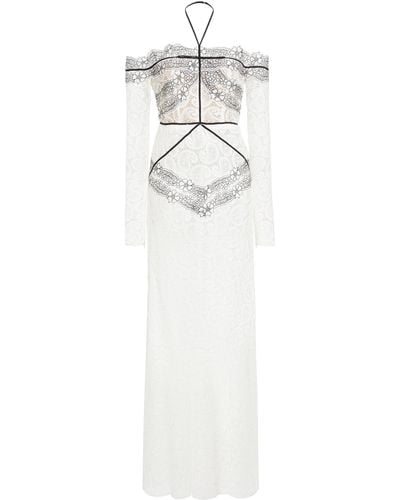 Giambattista Valli Off-the-shoulder Lace Paisley Maxi Dress - White