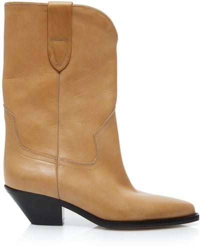 Isabel Marant Dahope Leather Western Boots - Natural