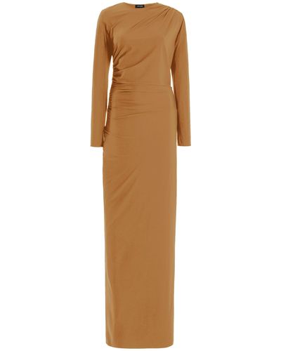 Atlein Ruched Jersey Maxi Dress - Natural