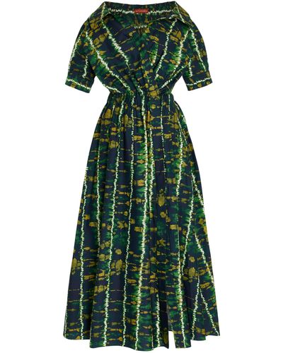 Altuzarra Lydia Shibori-print Cotton Dress - Green
