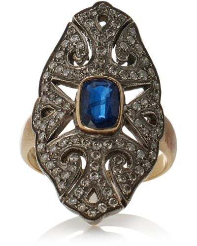 Amrapali One-of-a-kind Rajasthan 18k Yellow Gold Sapphire, Diamond Ring - Blue