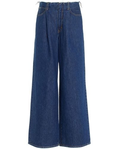 SLVRLAKE Denim Taylor Pleated Rigid Low-rise Wide-leg Jeans - Blue