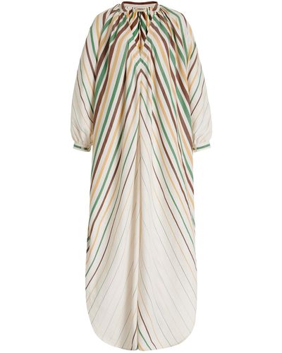 Marrakshi Life Touareg Oversized Striped Cotton Maxi Dress - Natural