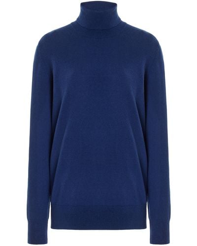 Michael Kors Knit Silk Turtleneck Sweater - Blue