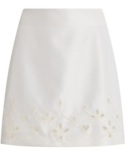 Chloé Eyelet Cutout Wool-silk Mini Skirt - White