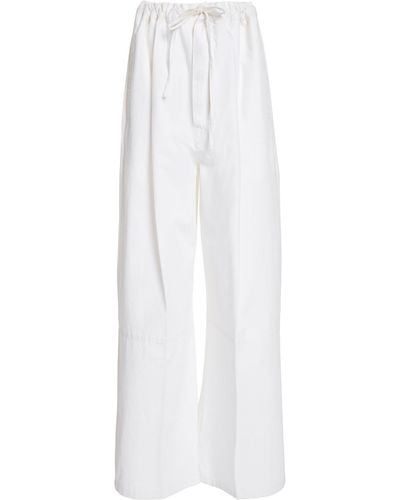 Victoria Beckham Drawstring Cotton Trousers - White
