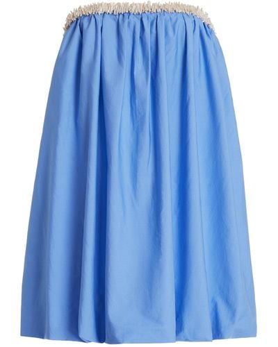 Alejandra Alonso Rojas Peal-embellished Cotton Poplin Mini Bubble Dress - Blue