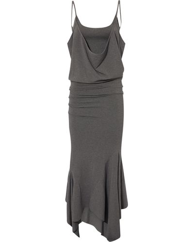 The Attico Draped Jersey Midi Dress - Gray
