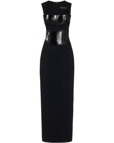 Brandon Maxwell The Wylder Dress Leather Corset Maxi Dress - Black