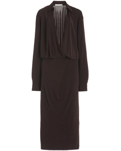 Christopher Esber Buckle-detailed Draped Midi Dress - Black