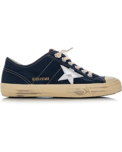 Golden Goose V-star 2 Leather-trimmed Denim Sneakers - Blue