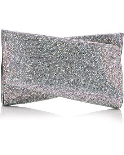 Christian Louboutin Loubitwist Small Crystal-embellished Suede Clutch - Gray