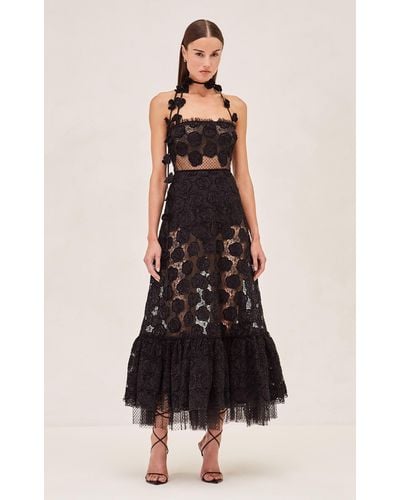 Alexis Villanelle Embroidered Lace Maxi Dress - Black