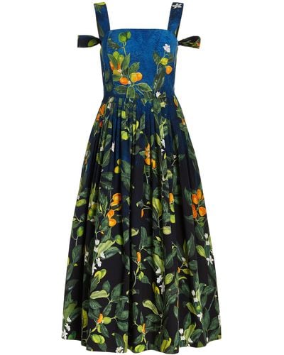 Oscar de la Renta Fortunella Cotton-blend Midi Dress - Multicolor