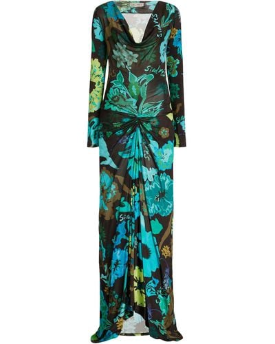 Siedres Linny Floral-printed Jersey Maxi Dress - Green