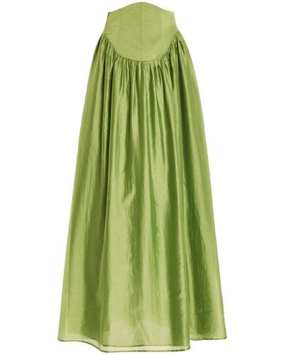 Andrea Iyamah Pado Corset-embellished Maxi Skirt - Green