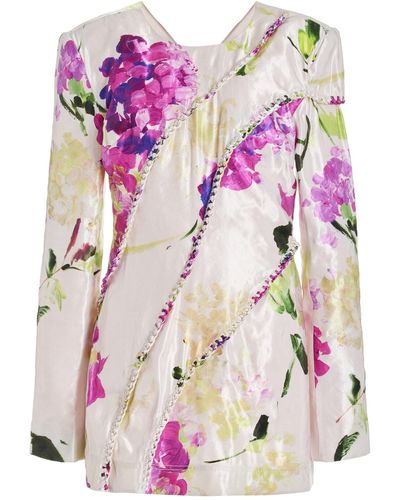 Aje. Arbour Floral-print Mini Dress - Women's - Viscose/linen/flax/cotton - Pink