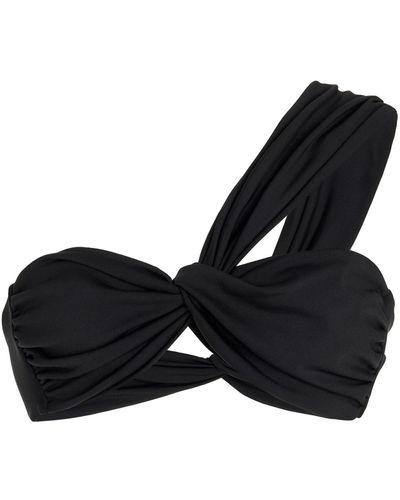 AEXAE Ruched One-shoulder Bikini Top - Black