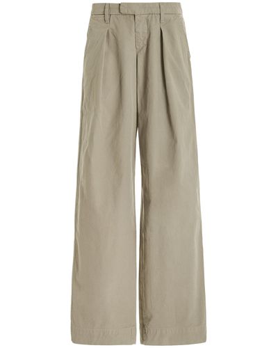 SLVRLAKE Denim Lola Pleated Cotton Wide-leg Trousers - Natural