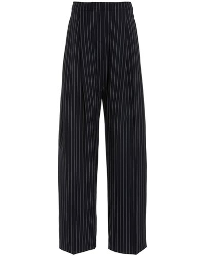 Carolina Herrera Pinstripe Stretch-wool Pants - Black
