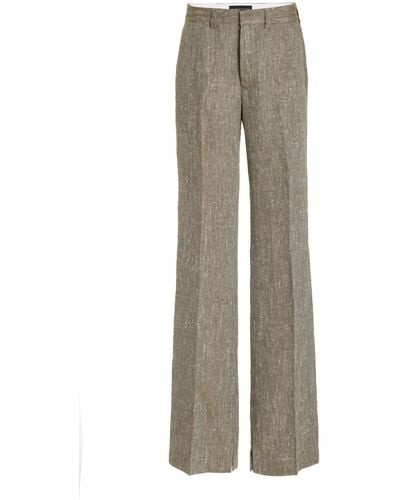 Brandon Maxwell The Peyton Linen-silk Straight-leg Pants - Gray