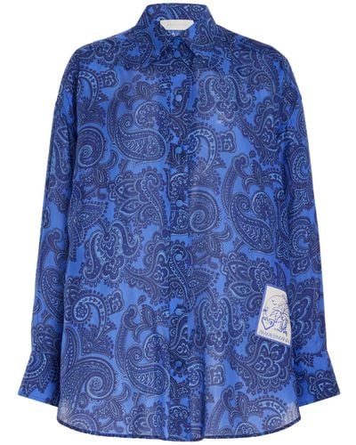 Zimmermann Ottie Oversized Silk Shirt - Blue