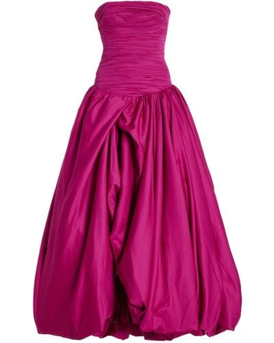 Aje. Violette Ruched Bubble-hem Satin Maxi Dress - Pink