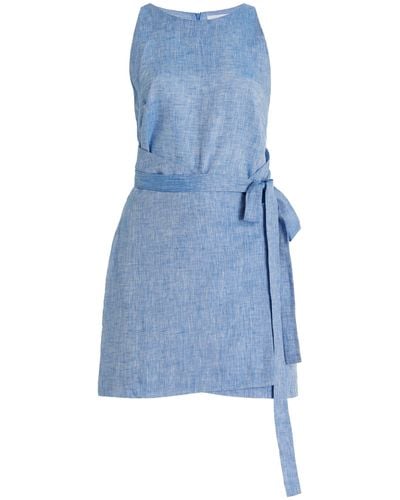Bondi Born Lucca Organic Linen Mini Dress - Blue