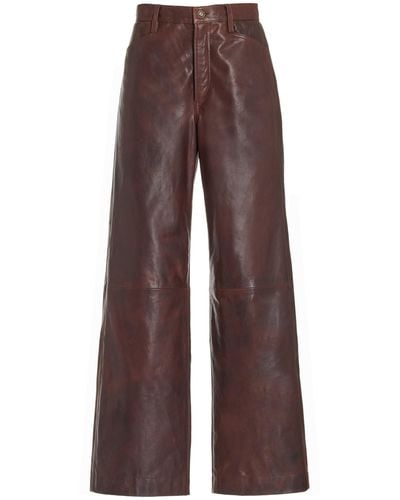 FAVORITE DAUGHTER The Mischa Leather-coated Wide-leg Pants - Brown