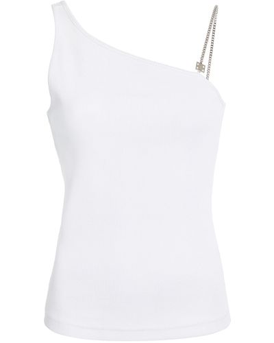 Givenchy Asymmetric Chain-strap Stretch Cotton Tank Top - White